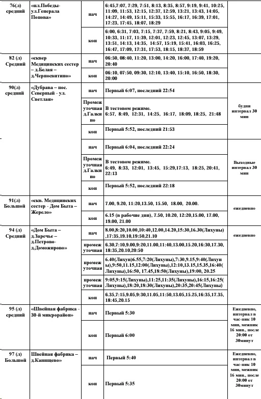 Расписание автобусов в Калуге 95, 97, 98