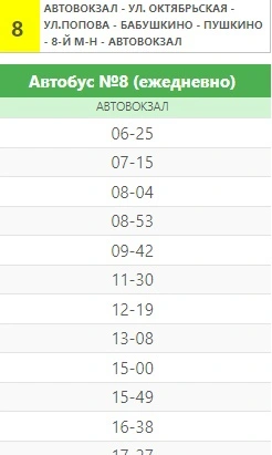 №8 Автовокзал - Бабушкино