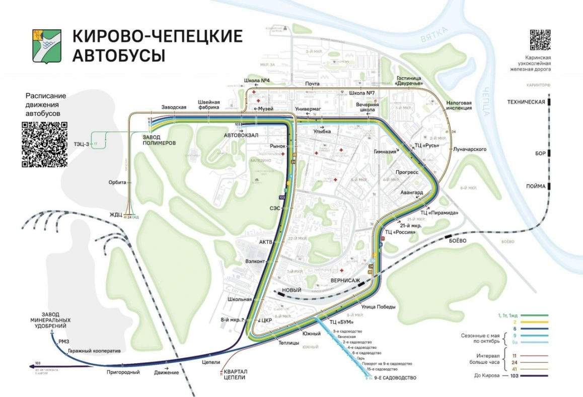 Схема автобусного движения в Кирово-Чепецке