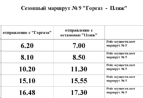 9 Гор. Газ - Пляж (сезонный)