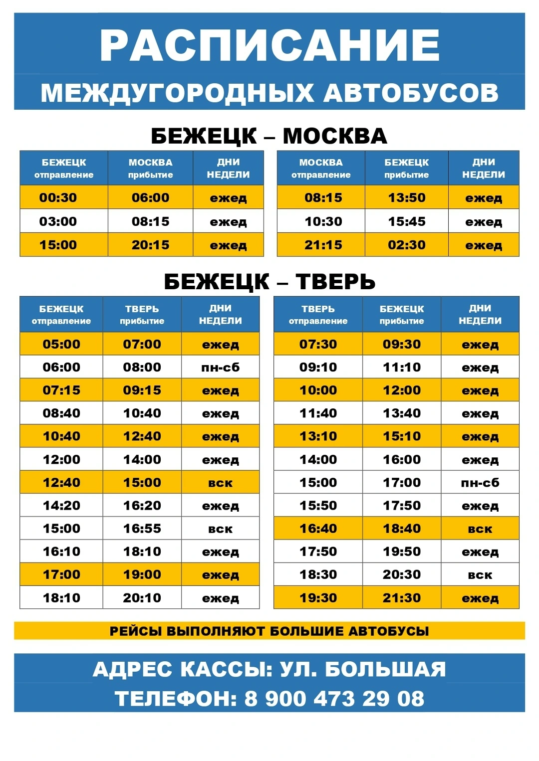 Бежецк - Москва, Тверь