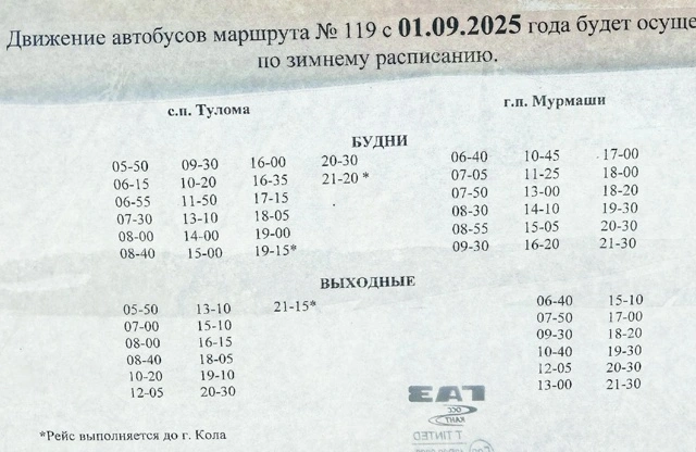 119 Мурмаши - Тулома