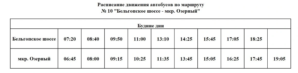 10 Бельгопское ш. - мкр. Озерный