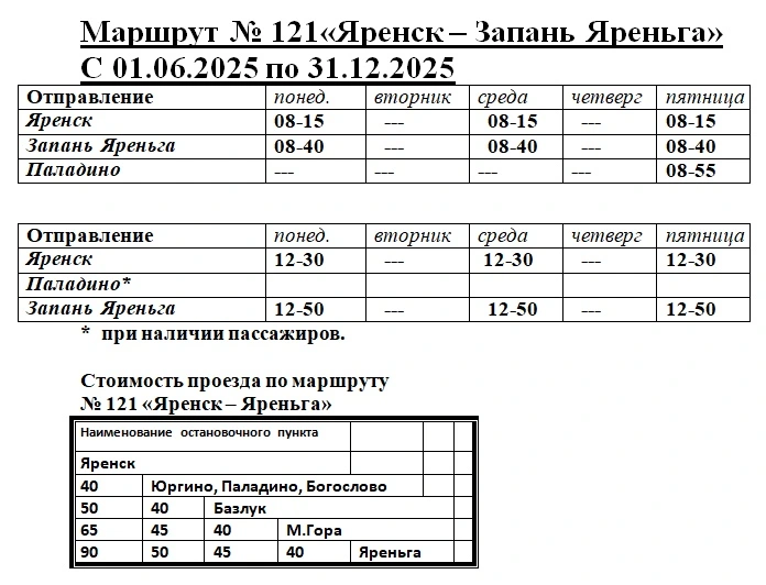 121 Яренск - Запань Яреньга 121 Яренск - Запань Яреньга