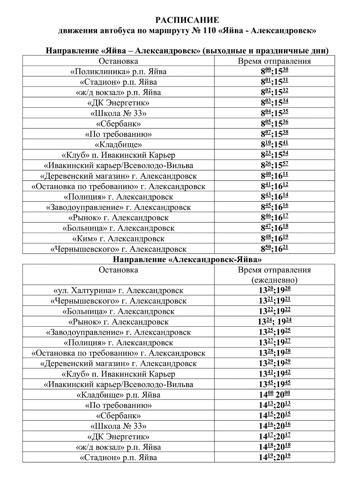 №110 Яйва - Александровск