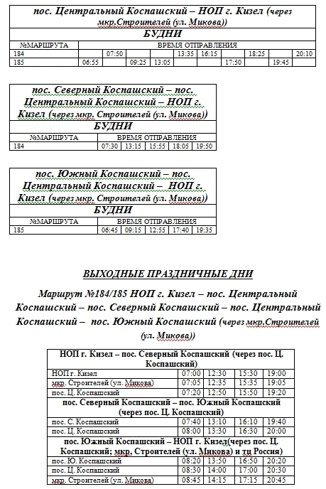 НОП г. Кизел - пос. Центральный Коспашский НОП г. Кизел - пос. Центральный Коспашский