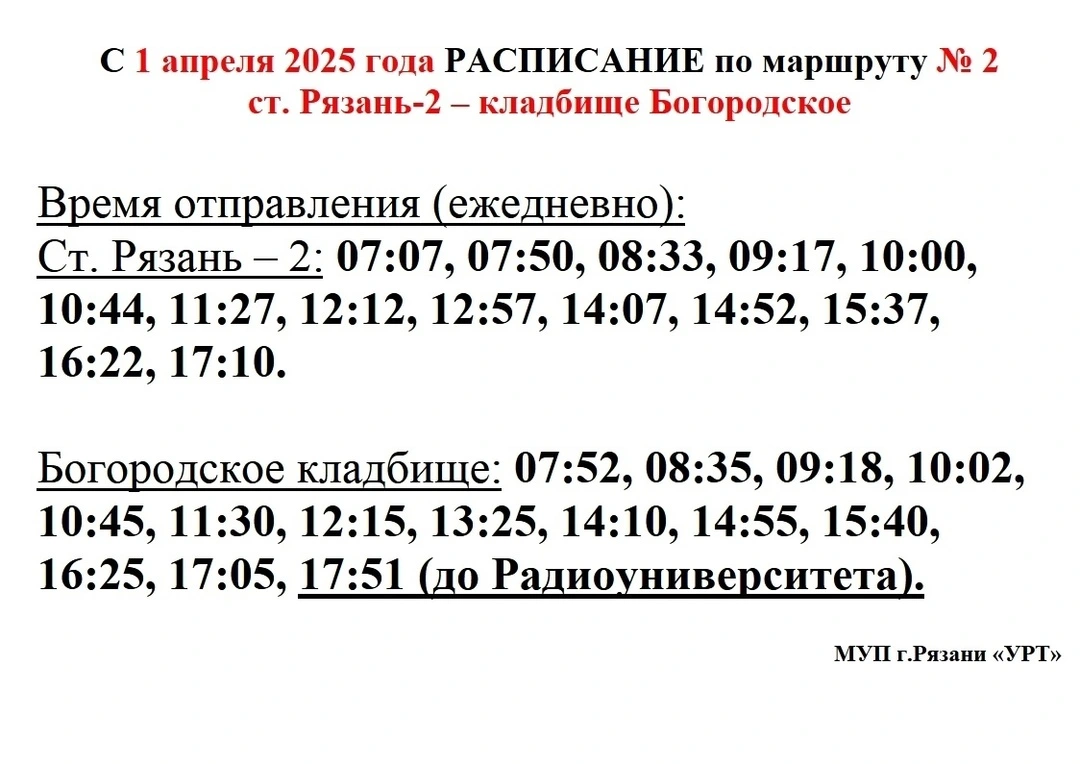 ст. Рязань-2 - Богородское Кладбище ст. Рязань-2 - Богородское Кладбище