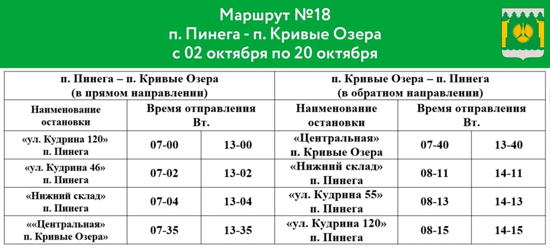 №18 п. Пинега - п. Кривые озёра