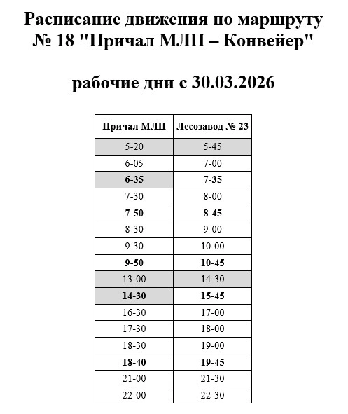 № 18 МЛП Причал на будни и выходные