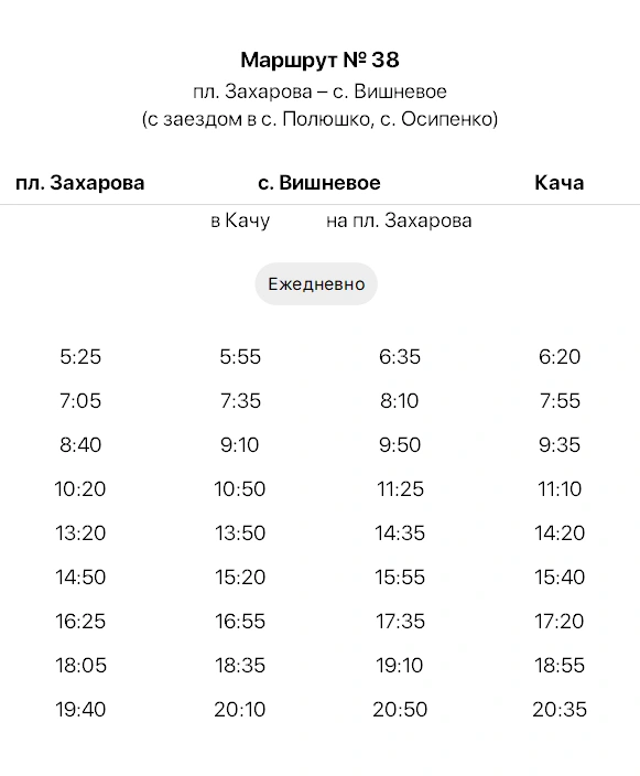 38 Северная - Вишневое.