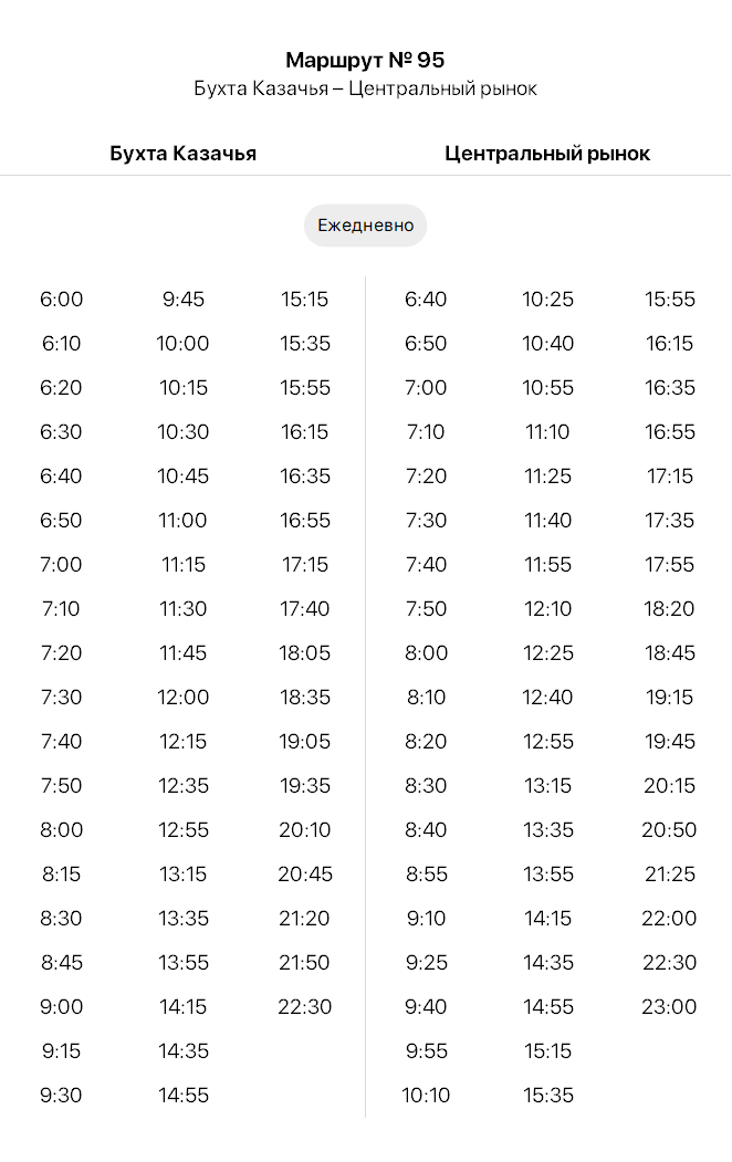 95 ул. Гурзуфская - Больница - расписание