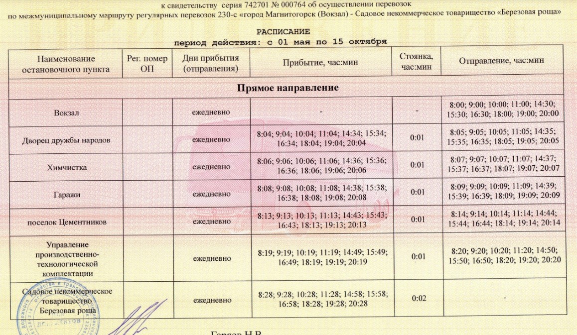 230-с г. Магнитогорск, «Вокзал» СНТ «Березовая роща»