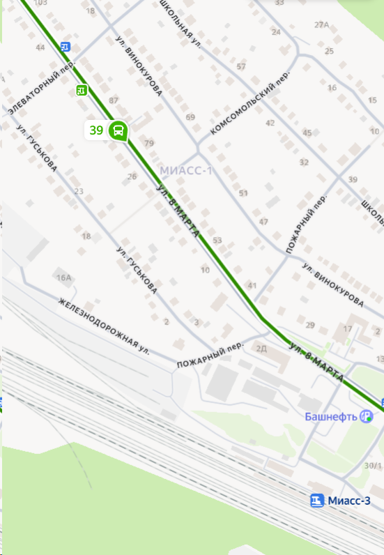посмотреть где 39 автобус в Миассе