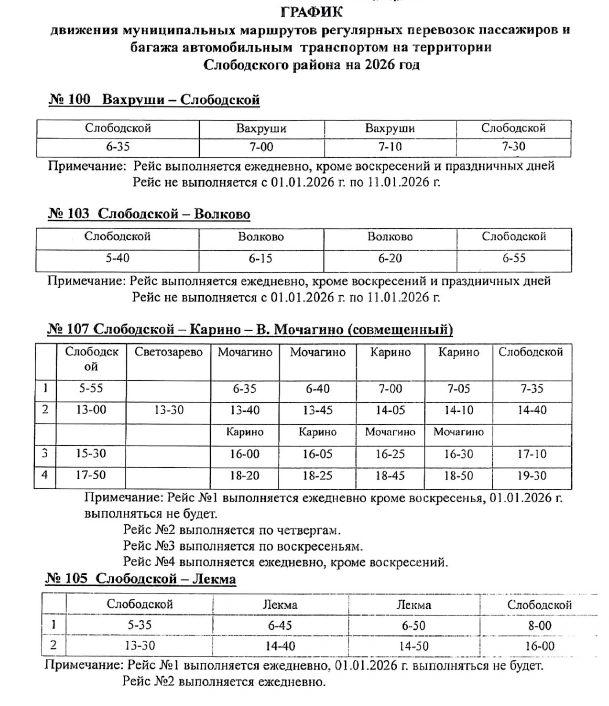Расписание 106-115 в Слободском