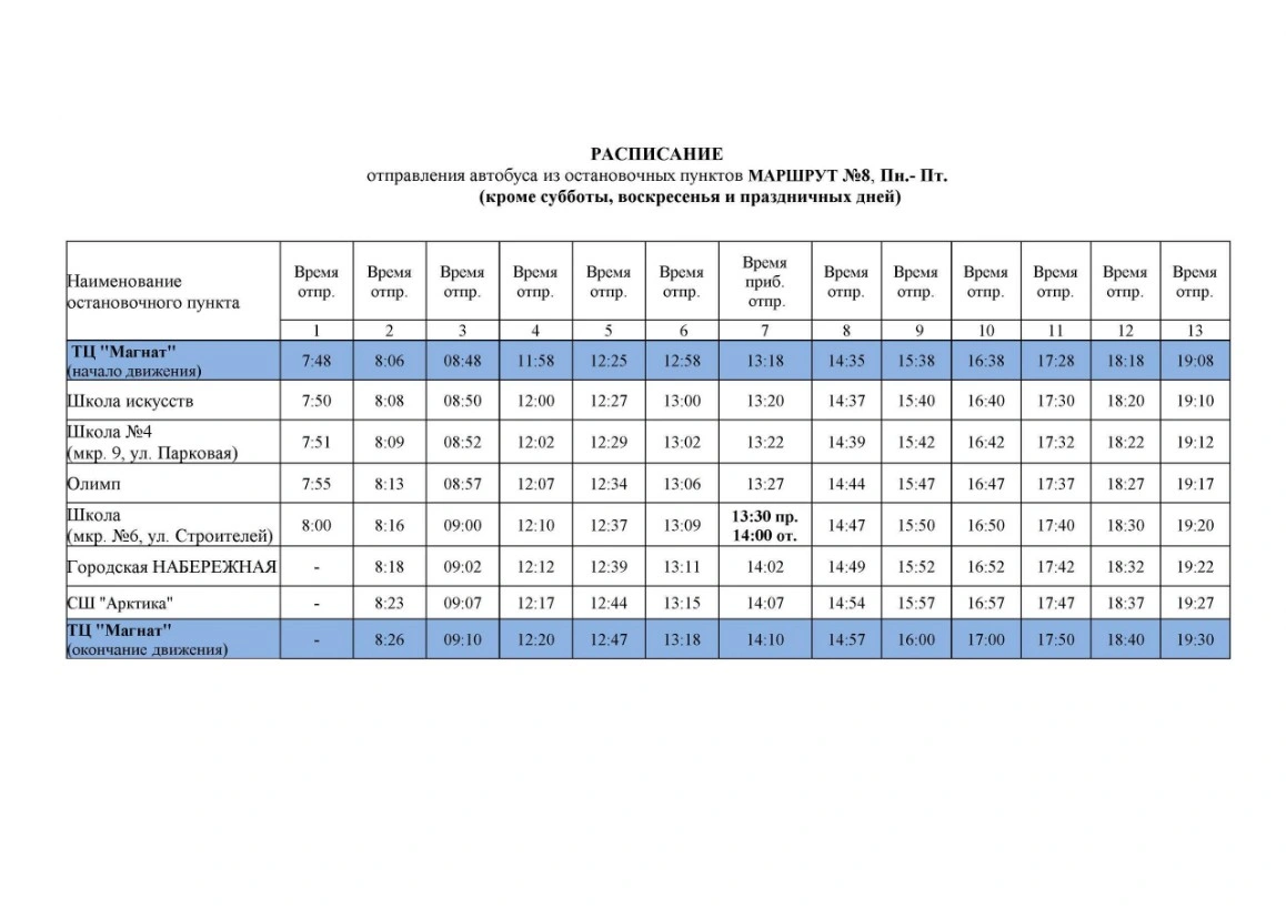 №8 ТЦ Магнит - Олимп - Набережная
