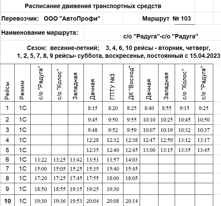 № 103 ДК «Восход»-Дачная-Свирская