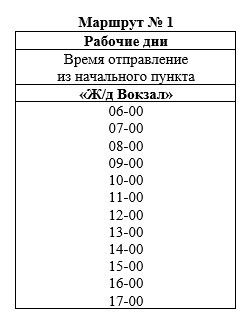 №1 Ж/д вокзал — расписание