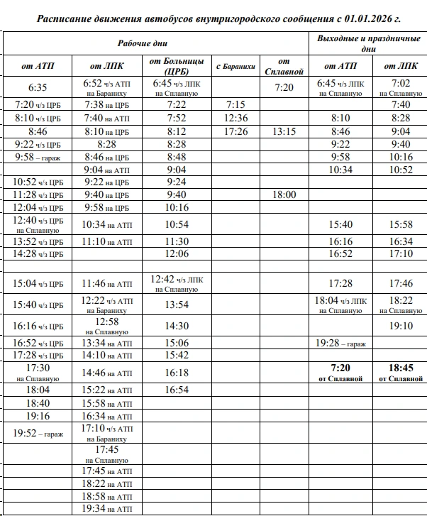 Расписание городских автобусов Харовска