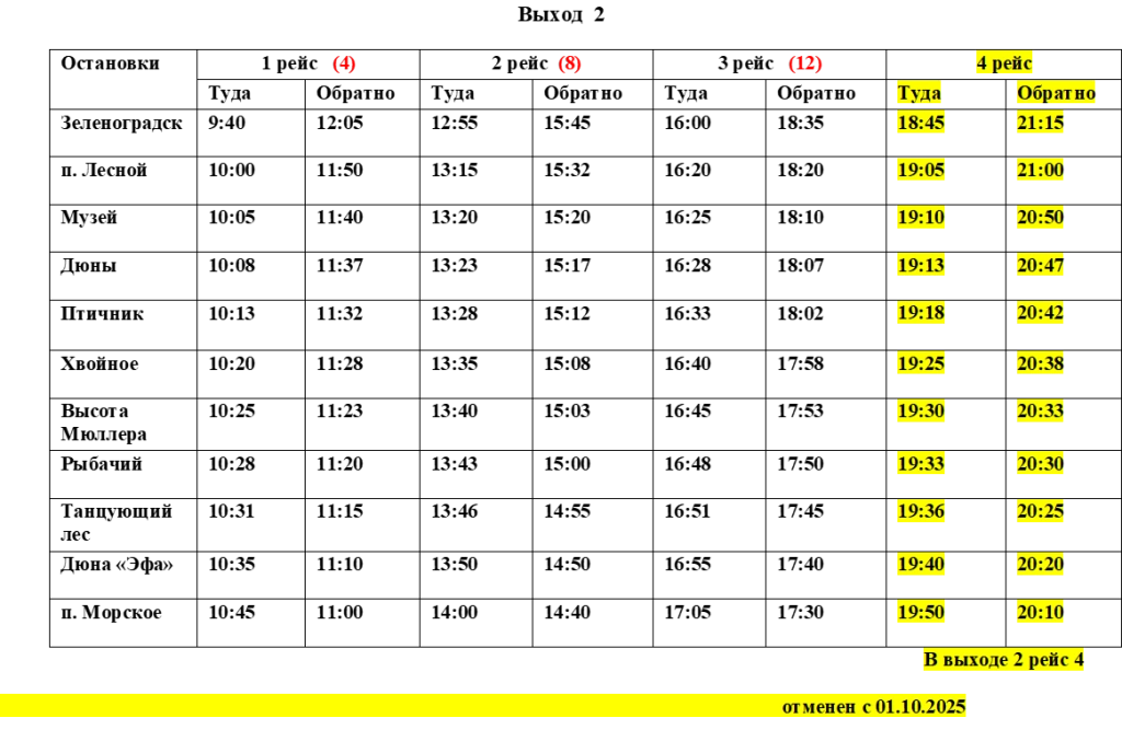 Подробное расписание 210