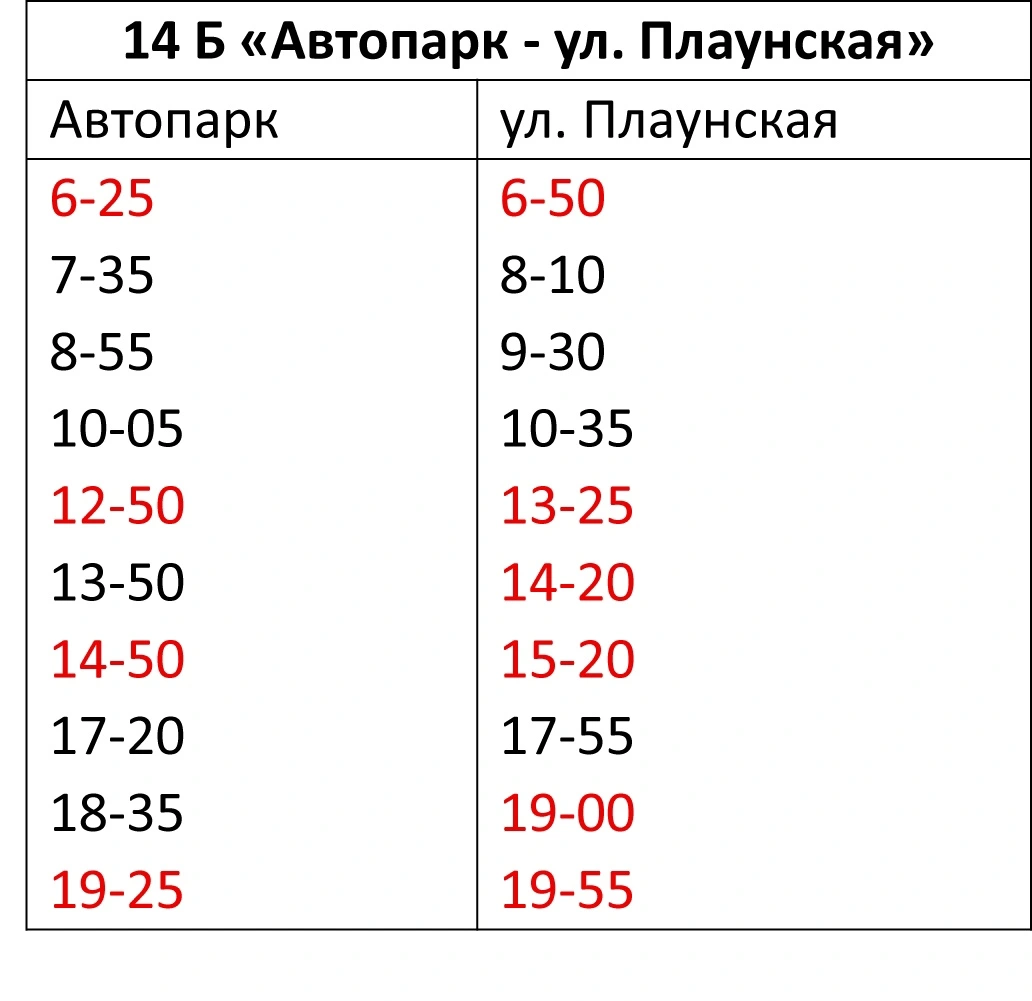 №14б Автопарк - ул. Плаунская №14б Автопарк - ул. Плаунская