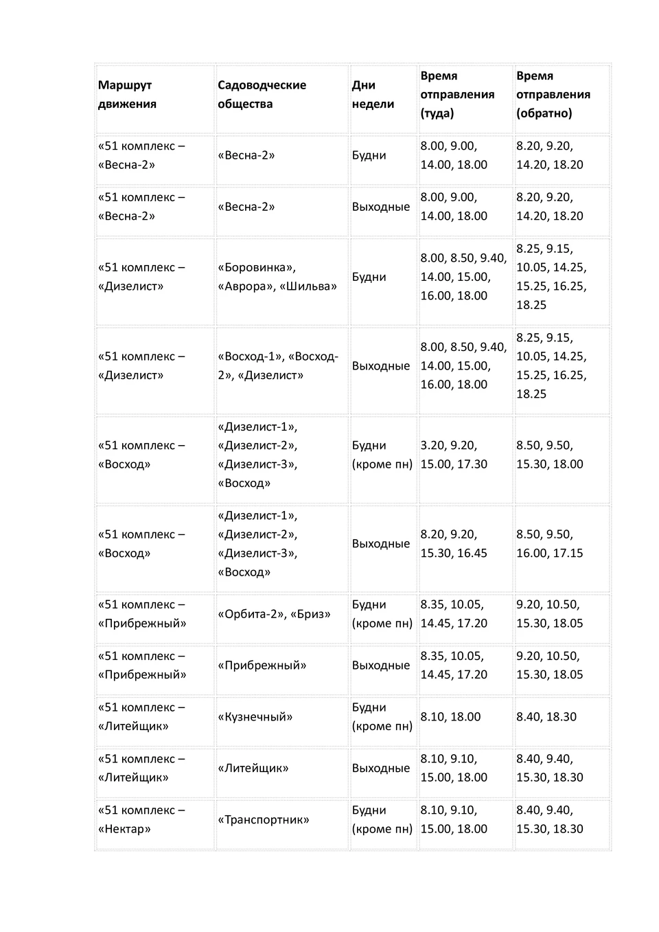 Расписание автобусов Набережные Челны от 51 комплекса часть 1