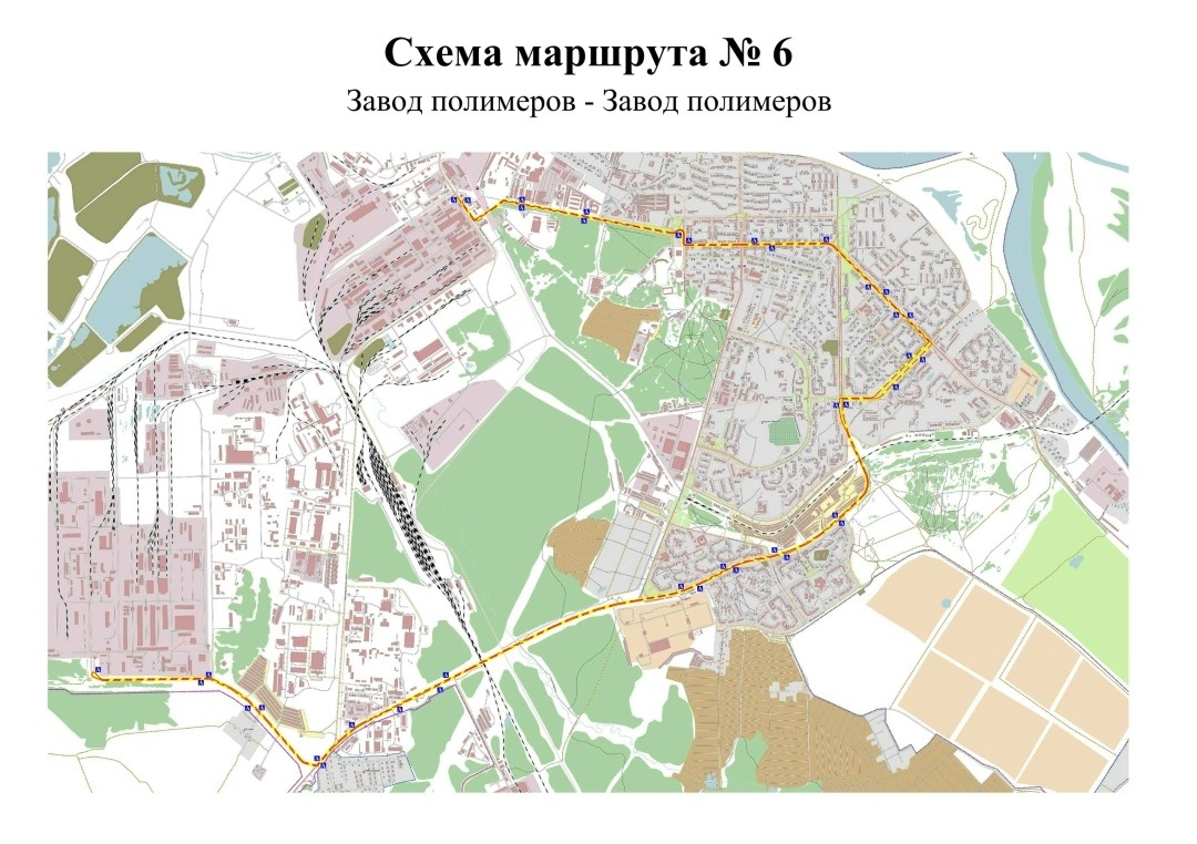 Схема маршрута автобуса №6 Кирово-Чепецк