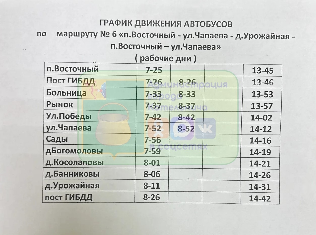 Расписание №6 Котельнич