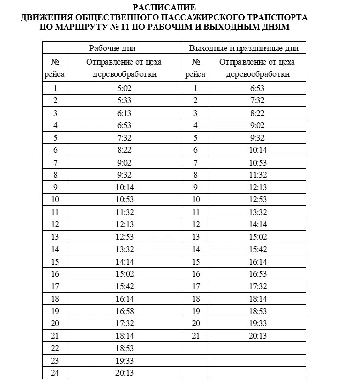 Расписание №11 Слободской