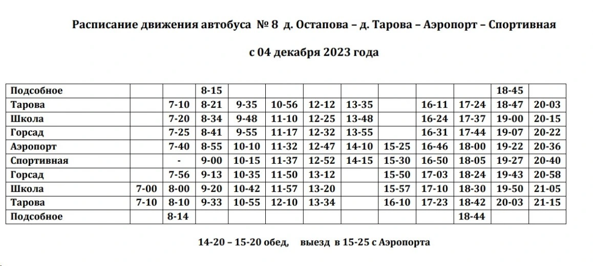 № 8 д. Остапова-д. Тарова – Аэропорт - Спортивная