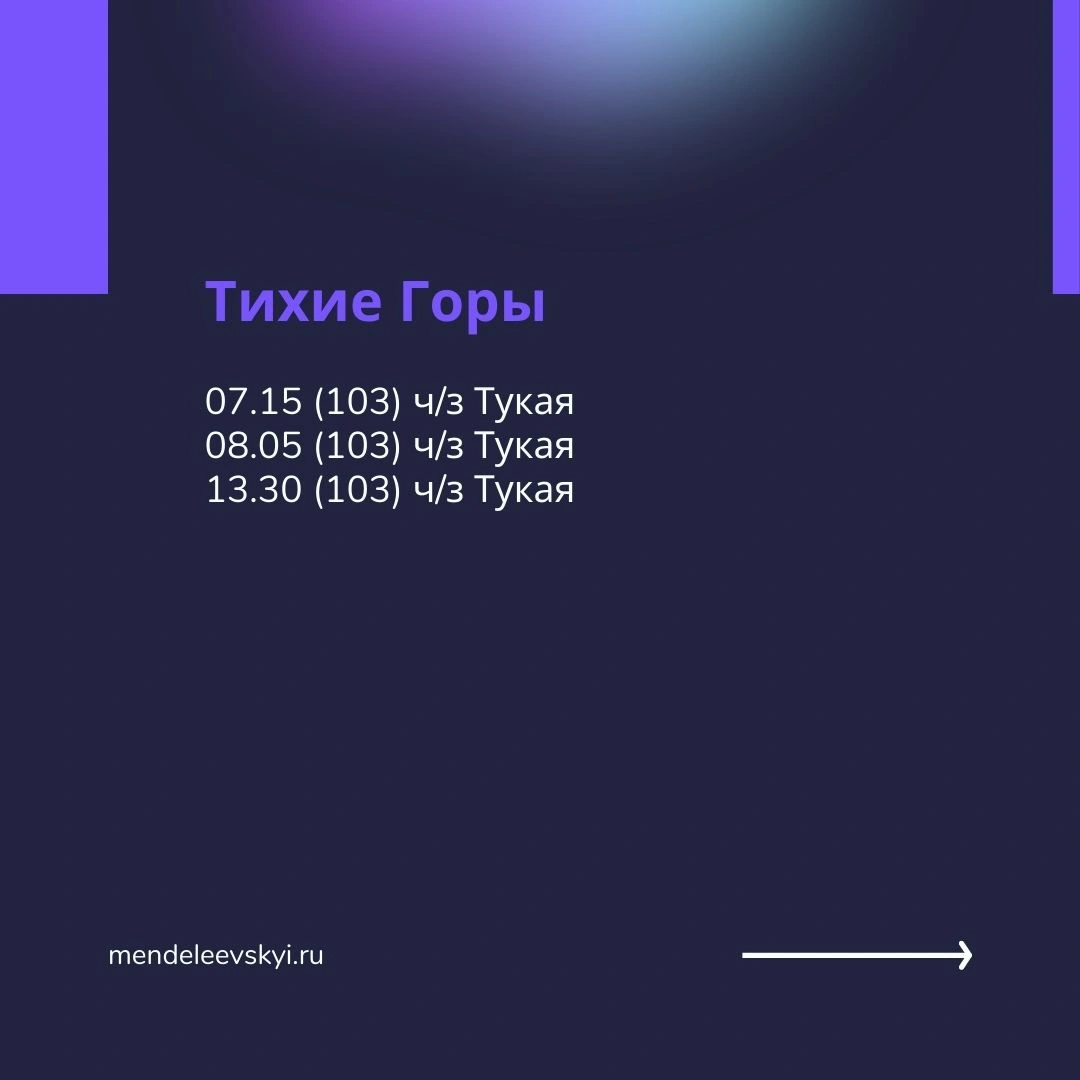 Расписание автобусов Менделеевск - Тихие горы