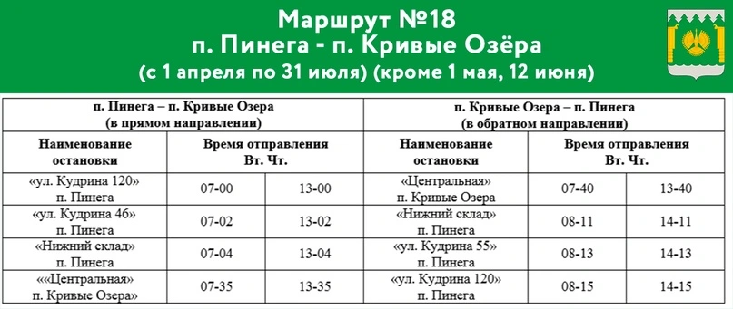 №18 п. Пинега - п. Кривые озёра №18 п. Пинега - п. Кривые озёра