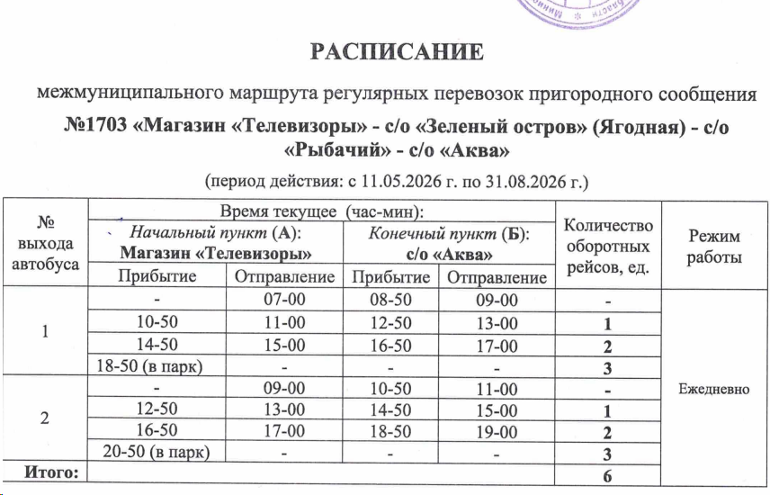 Расписание автобуса №1703 Новосибирск