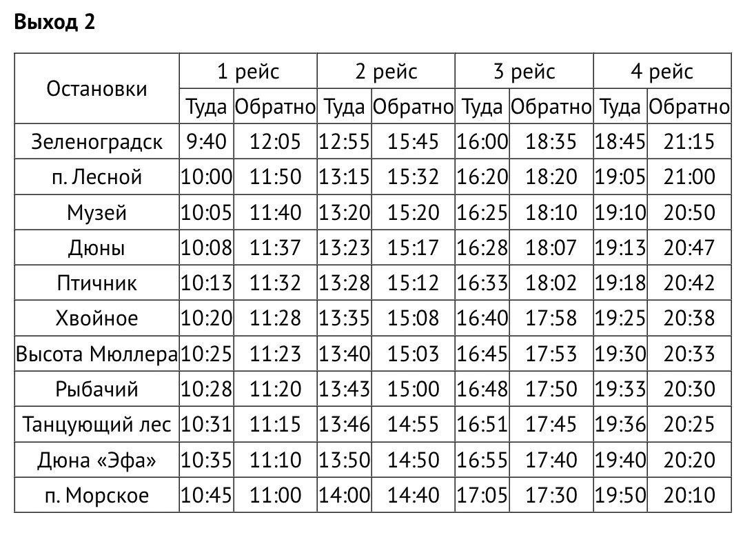 Подробное расписание 210 в Морское Подробное расписание 210