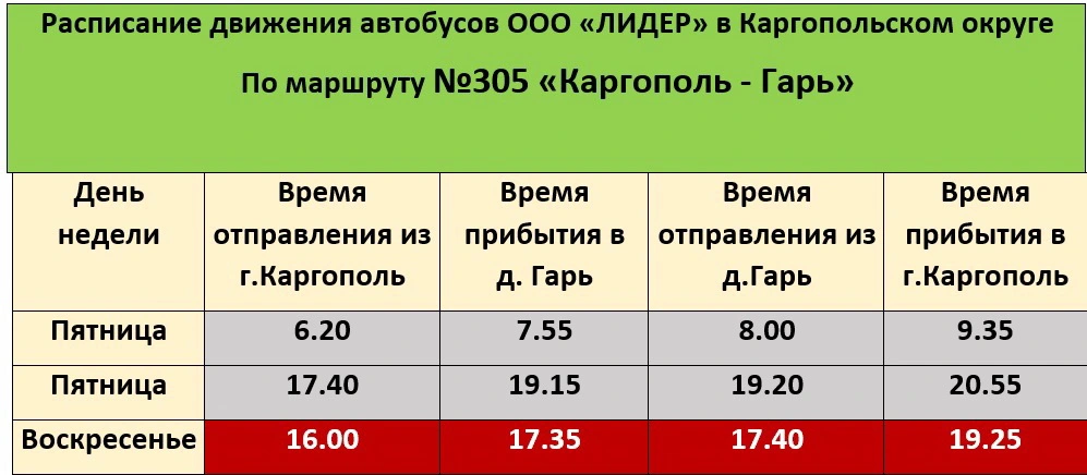 305 Каргополь - Гарь