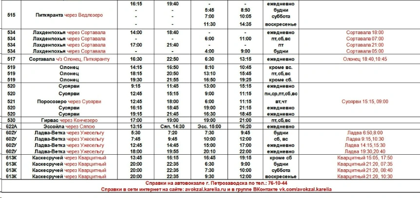 Расписание междугороднихх автобусов Пудож