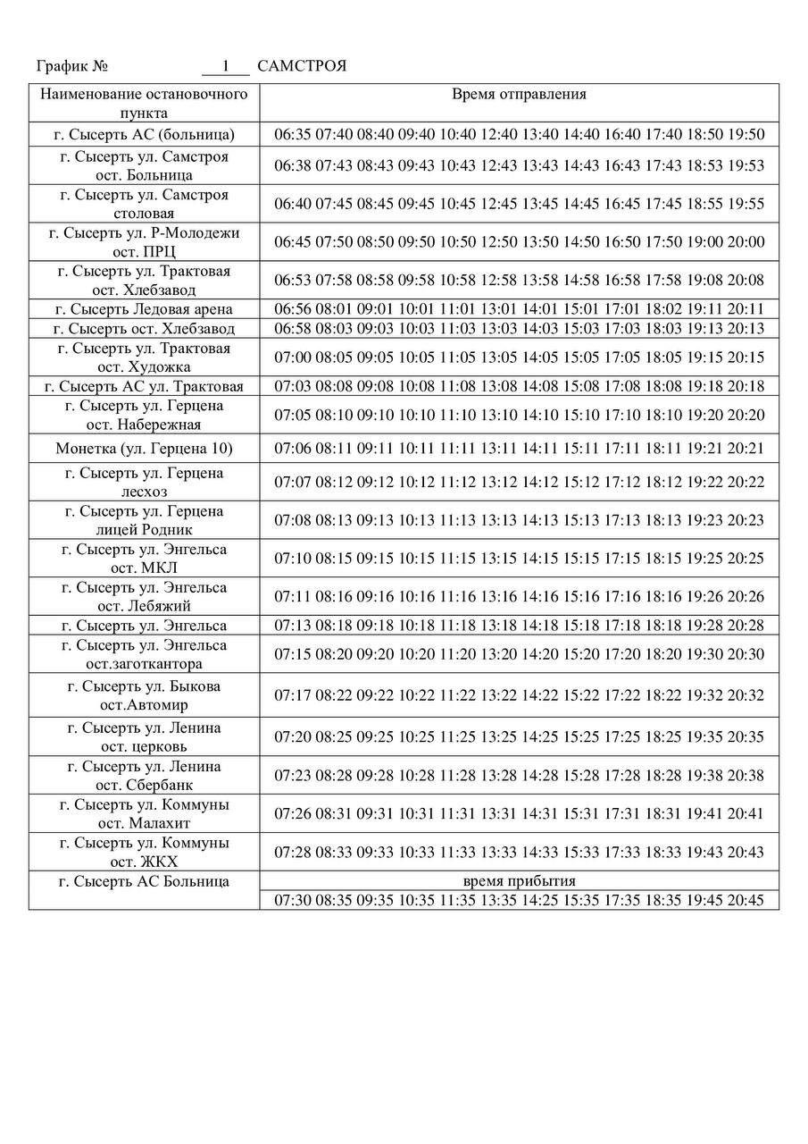 №1 Сысерть АС - ул. Энгельса (Самстроя)