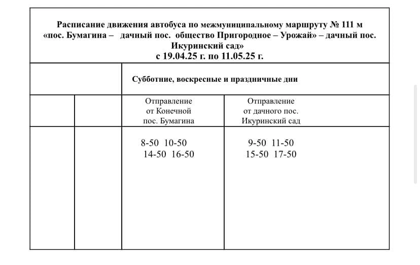 №111 М Бумагина – Пригородное – Урожай – Икуринский сад Расписание в сады и дачи Биробиджана