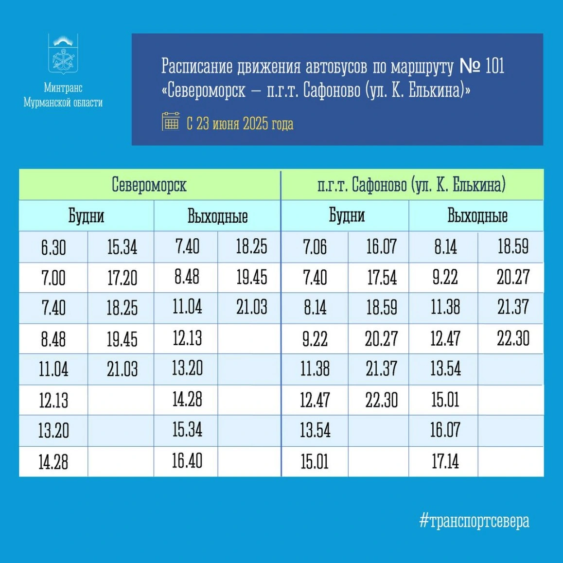 № 101 Североморск - Сафоново-1