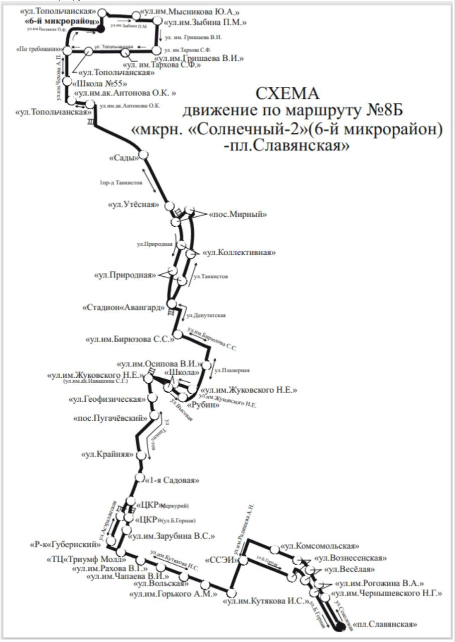 8б микр. Солнечный 2 - пл. Славянская - схема маршрута