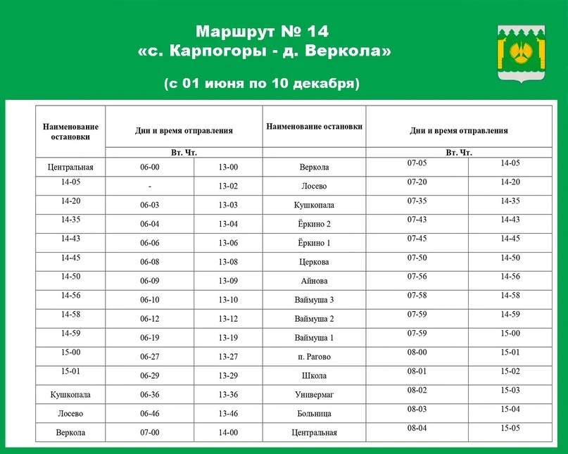 №14 с. Карпогоры - д. Веркола