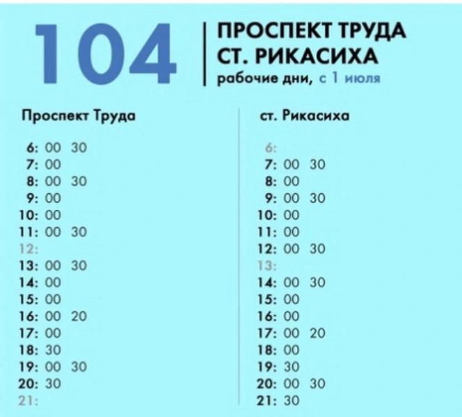 Расписание автобуса № 104 в Северодвинске