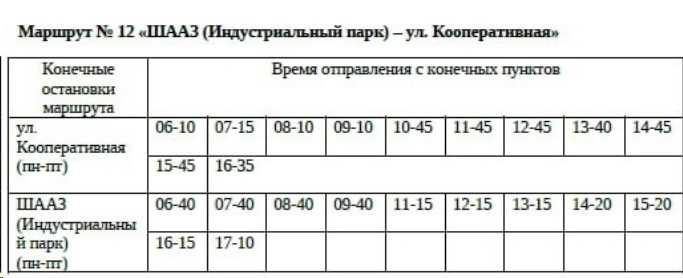 № 12. ШААЗ – ул.Кооперативная