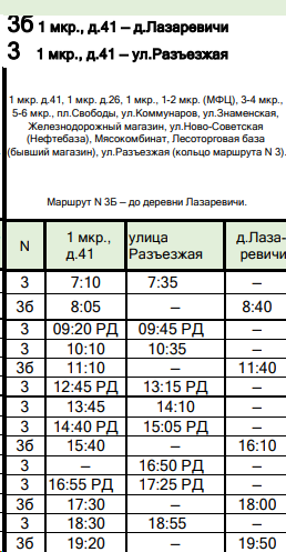 Расписание автобусов №3 и №3Б Тихвин