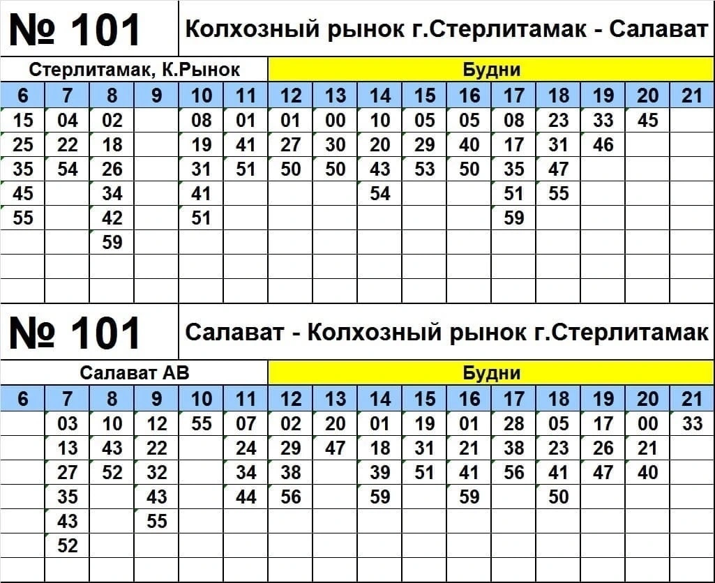 №101 Колхозный рынок - Салават