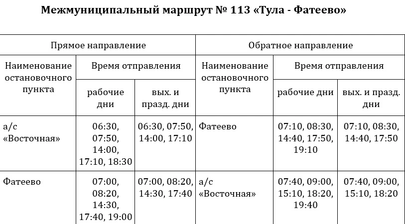 113 «Тула - Фатеево»