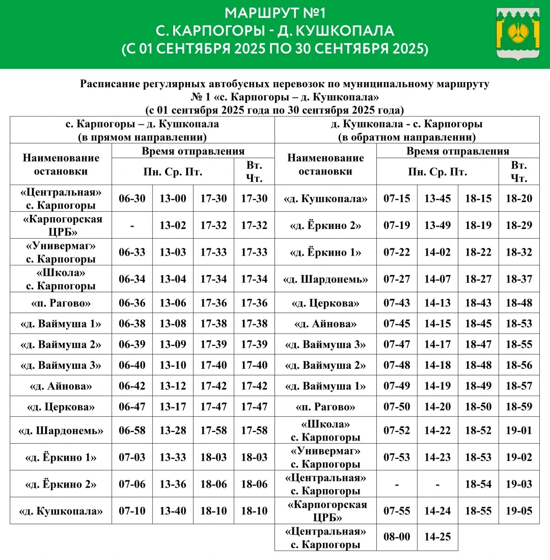 №1 Карпогоры - Кушкопала №1 Карпогоры - Кушкопала