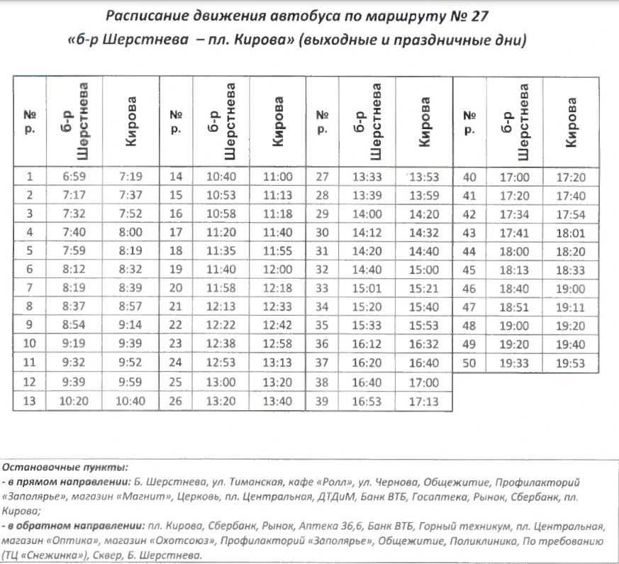 №27 б-р Шерстнева - пл. Кирова