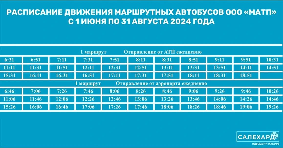 1 АТП - Аэропорт - летнее расписание