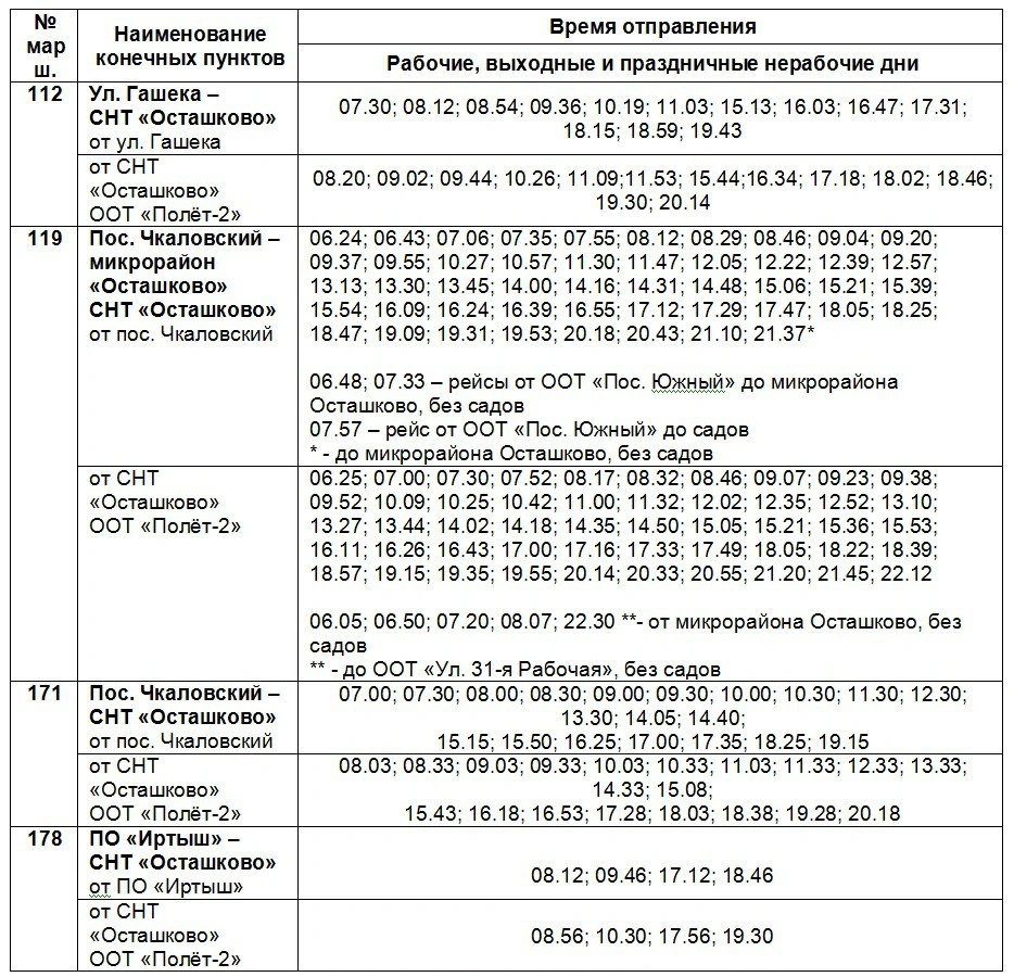 112 ул. Гашека - СНТ "Осташково" 112 ул. Гашека - СНТ "Осташково"