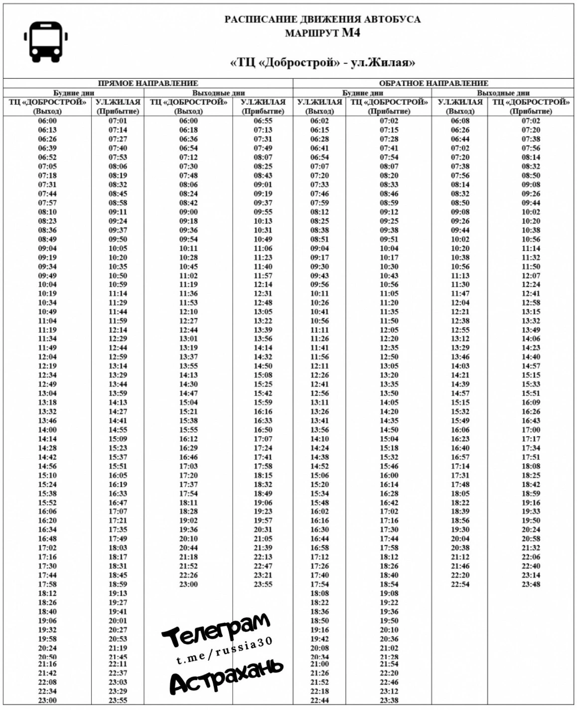 М4 ТЦ Добрострой - ул. Жилая М4 ТЦ Добрострой - ул. Жилая